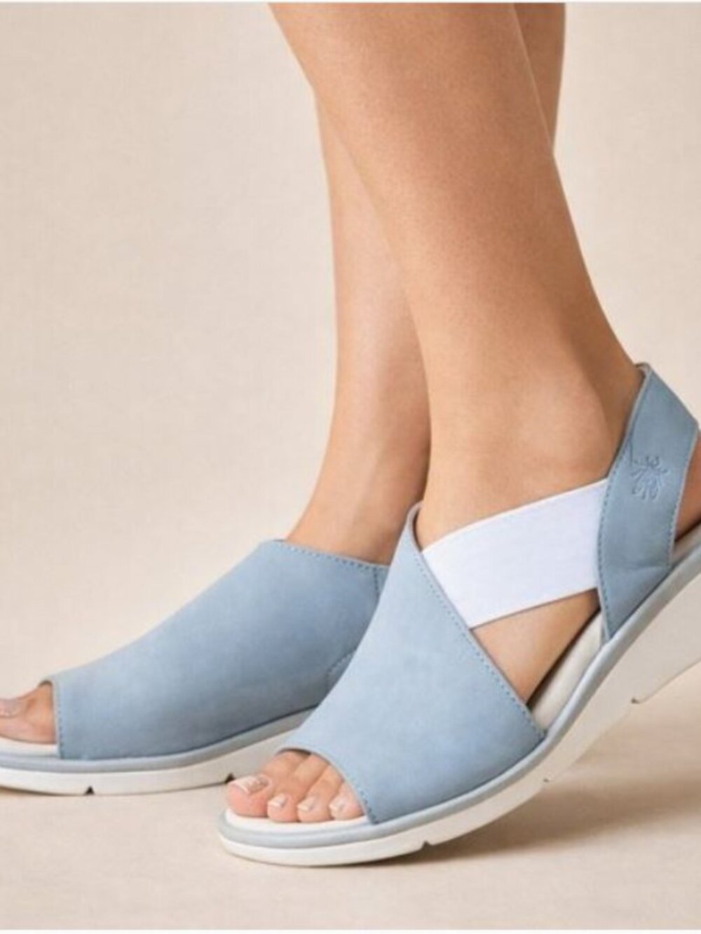 Fly London Nily Pale Blue Leather Slingback Wedge Sandals EU 37 (US 6.5-7)